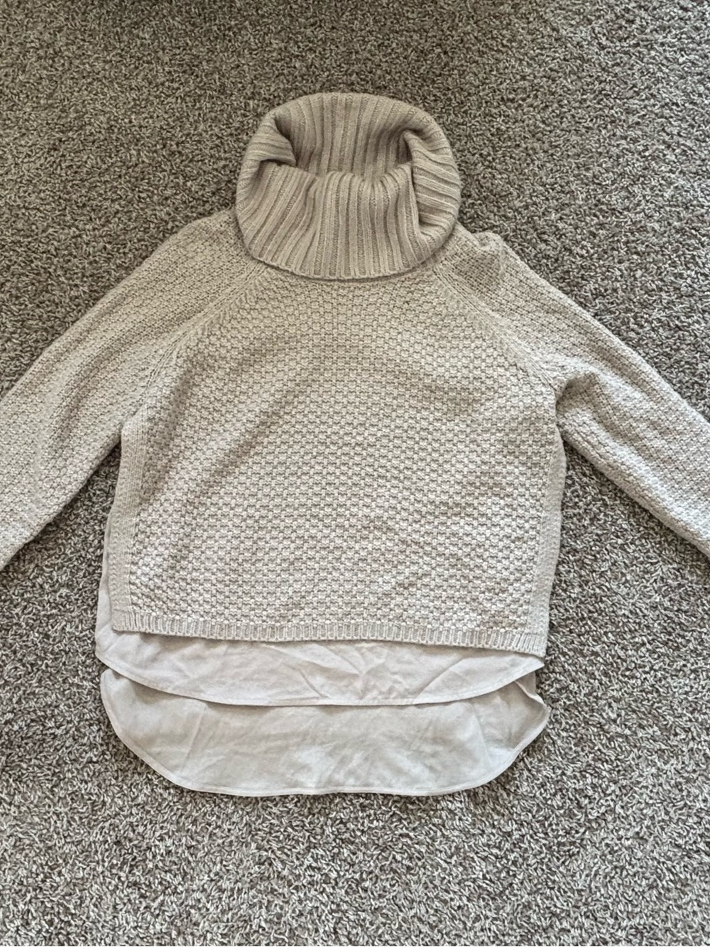 The Limited Cream Cowl Neck Sweater with Layered Hem Detail